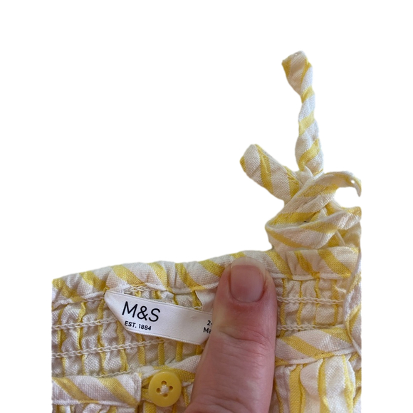 Marks & Spencer Girls Yellow & White Striped Basic Jumpsuit 2-3 years - Picture 5 of 9